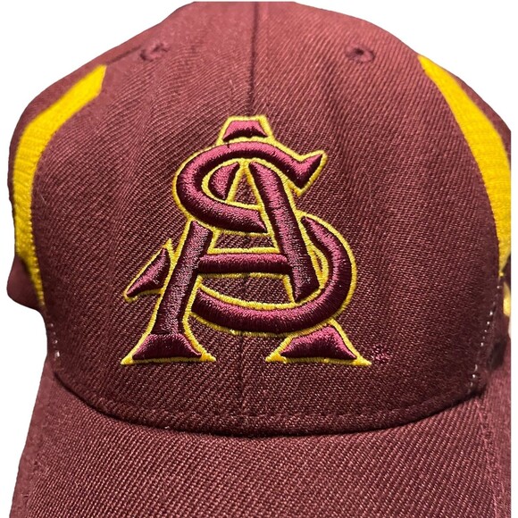 Nike Team Arizona State ASU Adjustable Hat Cap Y2K Maroon Gold Logo Swoosh - Picture 4 of 14